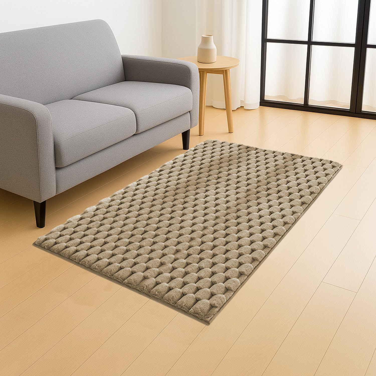 Turtle Rabbit Fur Carpet (3x5 Feet, Beige)