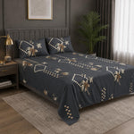 Double Bedsheet with 2 Pillow Covers 220 TC 100% Cotton Feel ( King Size Charcoal 90x100inch )