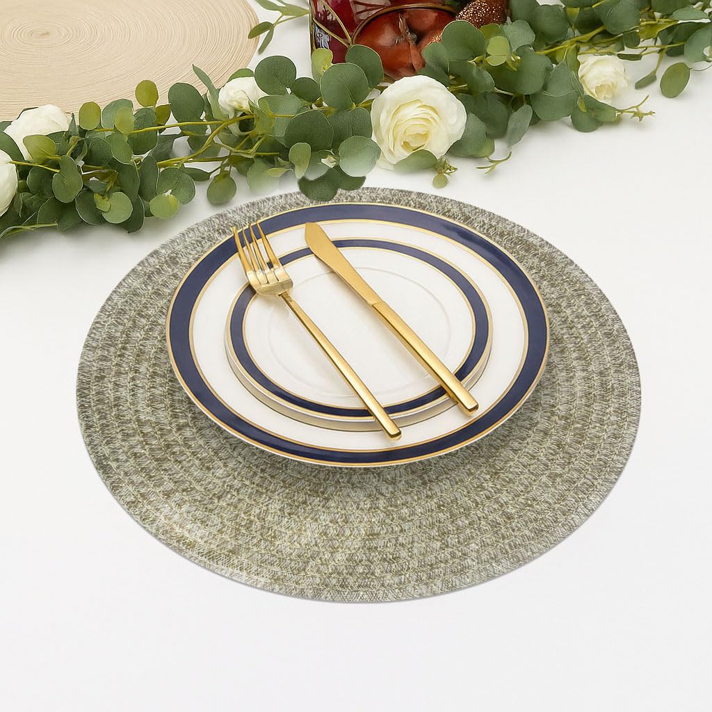 Round Table Placemats for Dining Table Set of 6(Light Gold)