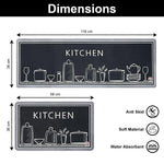 Kitchen Mat Combo Kitchen Design (116x36 & 58x36 cm Grey)
