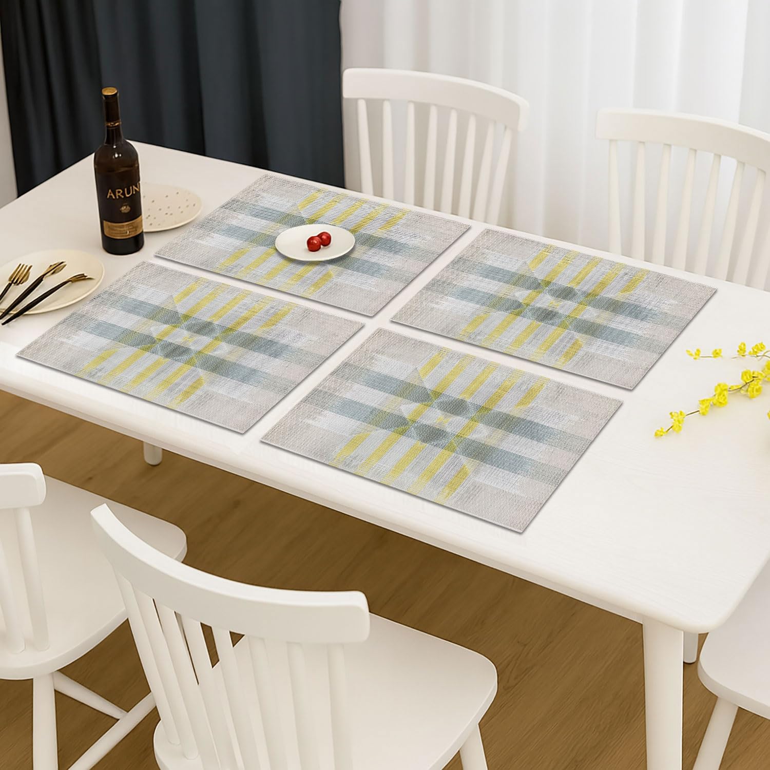 Cross Design Placemat for Dining Table Set of 4(30x45 CM White)