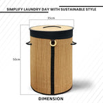 Round Bamboo Laundry Basket with Lid (Natural, 35x35x50 cm)