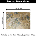 Polyester Abstract Carpet Anti Skid  (3x5 Feet, Multicolor)