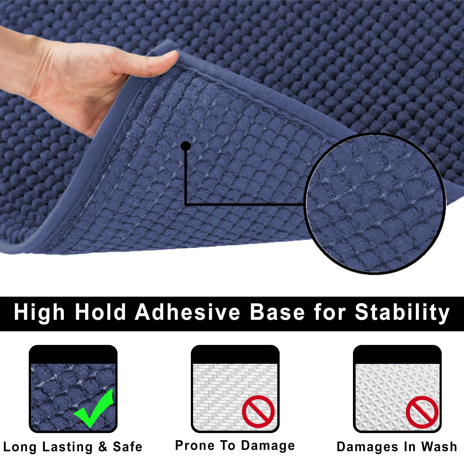 Shaggy Chenille Bath Mat Extra Soft (60x120 cm Navy)