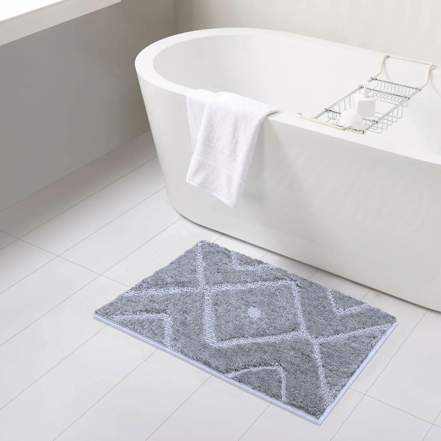 Bath Mat Classic Diamond Microfiber 2200 GSM (40x60 cm, Grey)