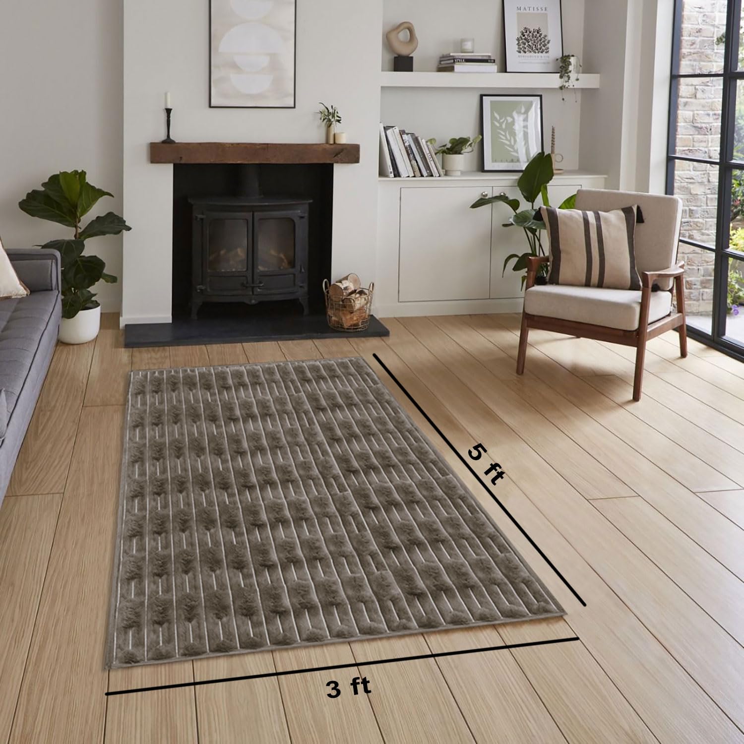 Rabbit Tail Fur Carpet (3x5 Feet, Cocoa)
