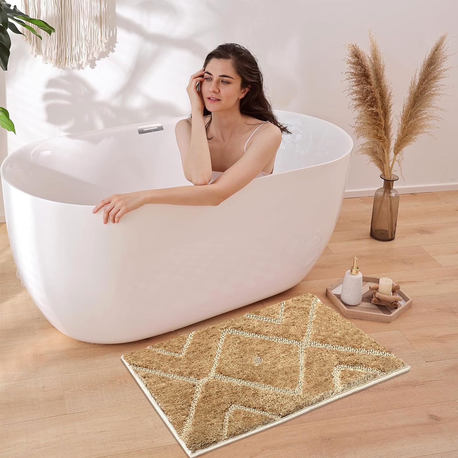 Bath Mat Classic Diamond Microfiber 2200 GSM (40x60 cm, Gold )
