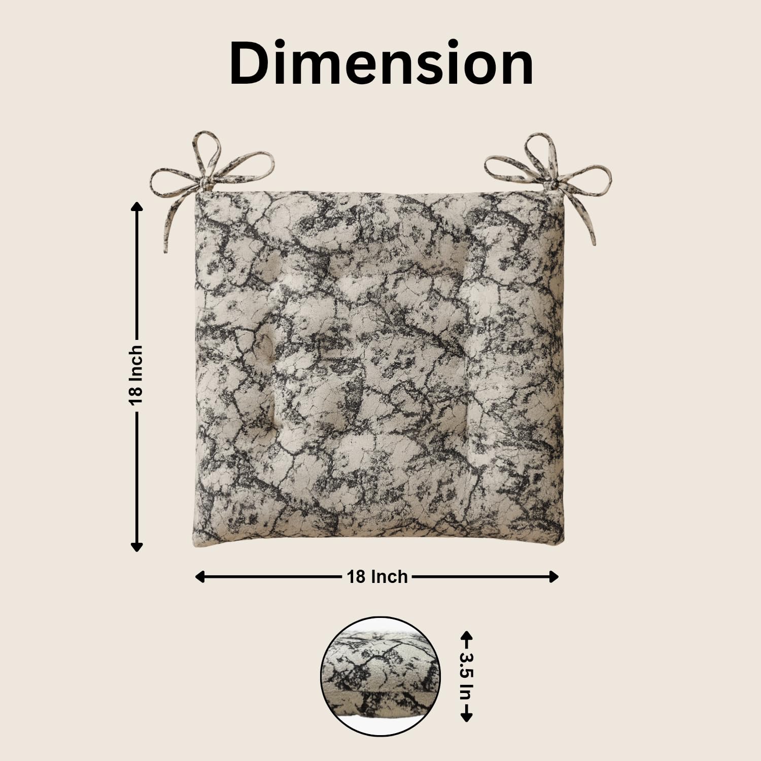 Polyester Chair Cushion Pad, Soft, Comfortable Back Support, Relaxing Backrest Pillow Cushions with Ties for Home, Office, Livingroom - (18x18 Inch, White) Pack of 1