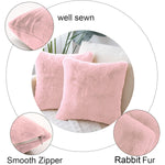 Cushion Cover Duble Side Rabbit Fur Set of 2(16 x 16 inch ,Peach)