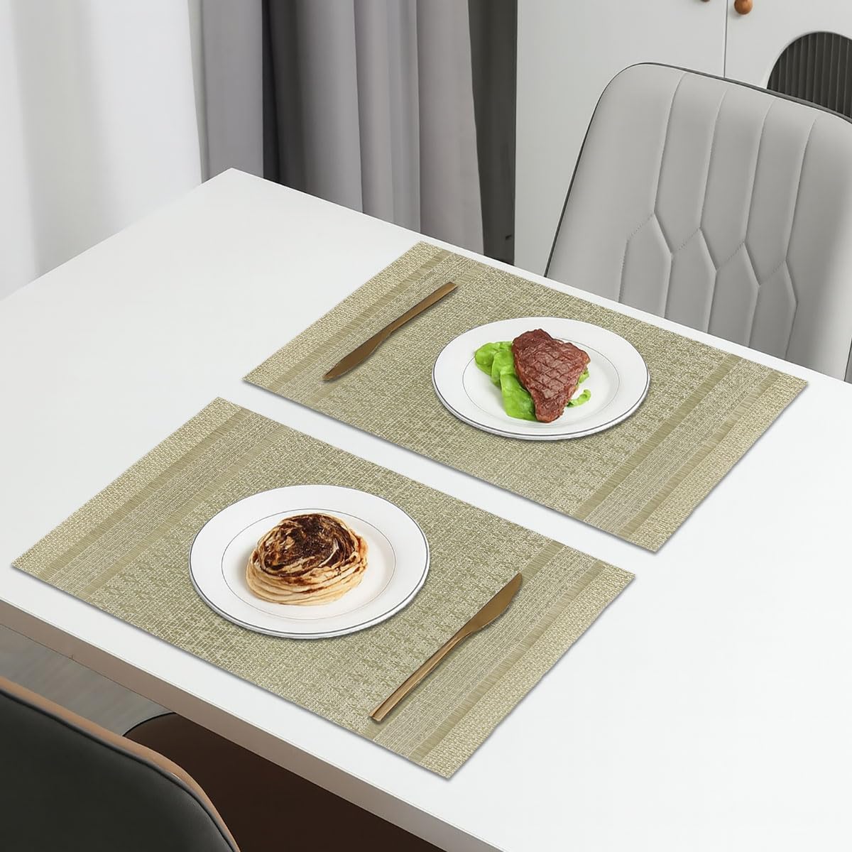 Dining Table Placemat Set of 2 (30x45 CM Gold )