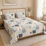 Double Bedsheet with 2 Pillow Covers 220 TC 100% Cotton Feel ( King Size Cream 90x100inch )