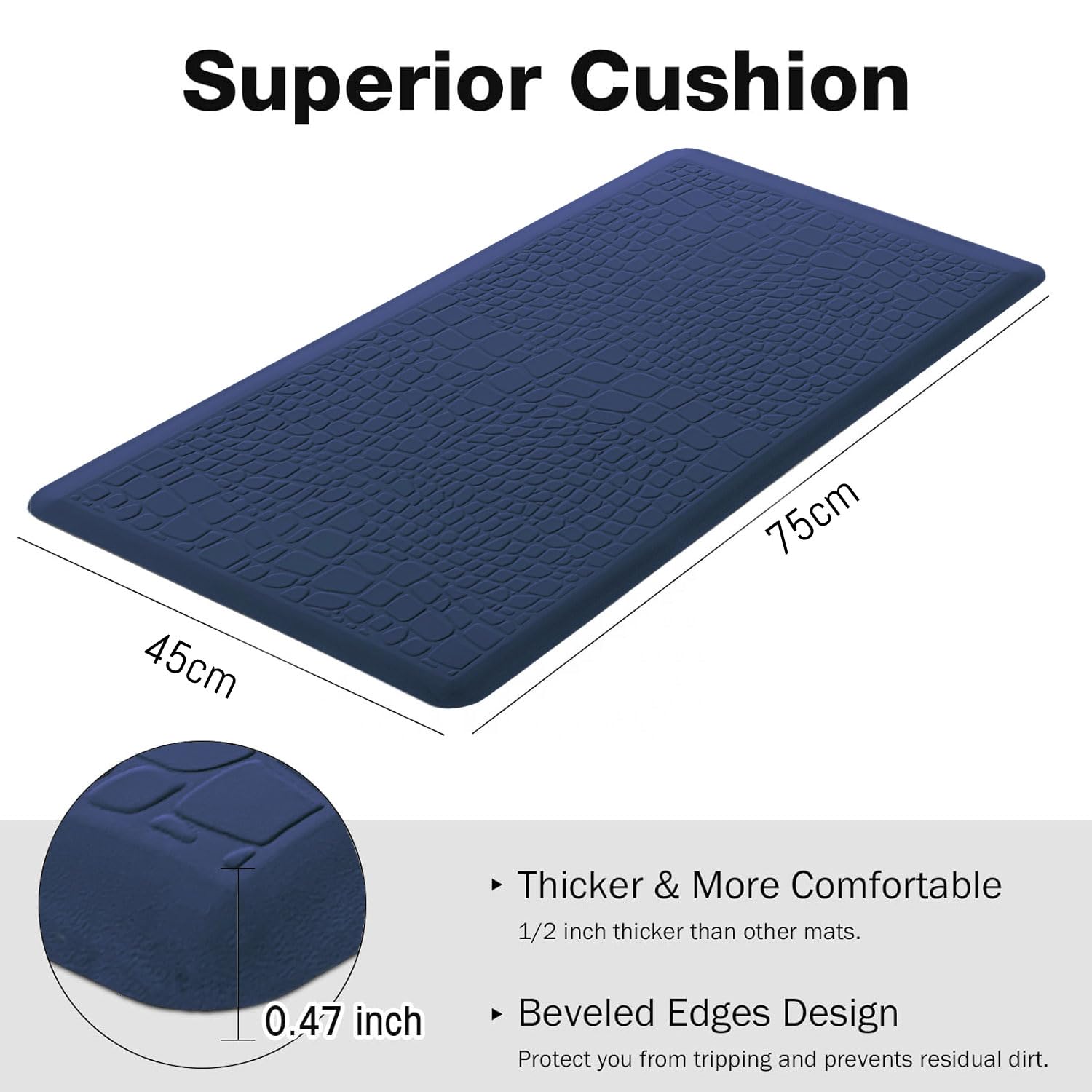 Jersey Texture Anti-Fatigue PVC Door Mat (Teal, 45x75 cm)