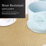Luxe Home International PVC Vinyl Weave Design Placemat ST880064 – Heat Resistant, Wipe Clean, Anti-Skid Table Mats for Dining Table, Kitchen & Home Decor (30x45 CM Golden Set of 6)