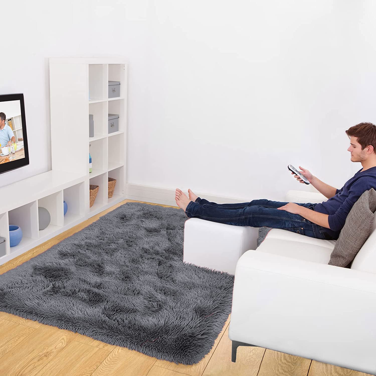 Carpets Marino Fur 2000 GSM (4x6 Ft,Grey)