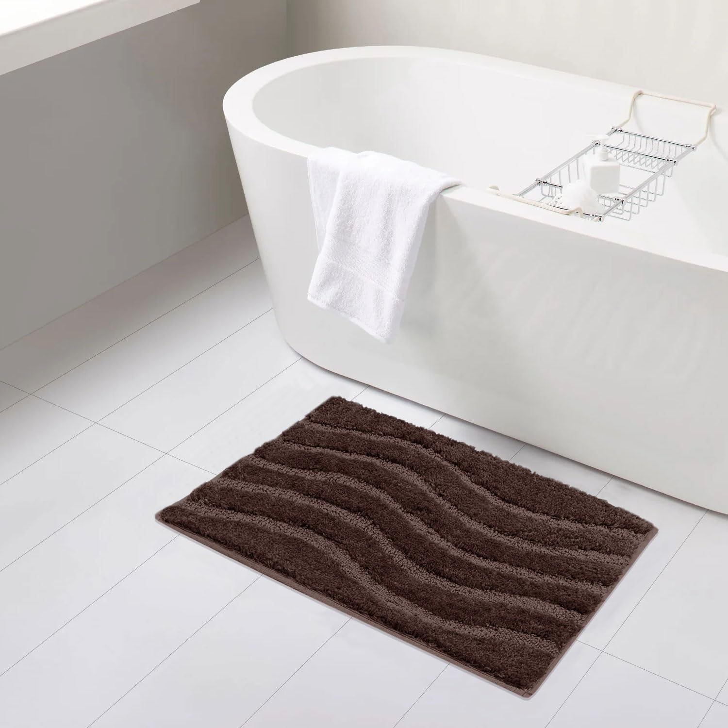 Bath Mat Classic Waves Microfiber 2200 GSM (40x60 cm, Chocolate)
