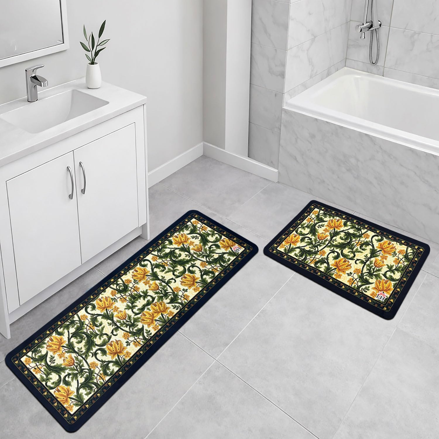 Kitchen Mat Combo  (116x36 & 58x36 cm,Yellow)