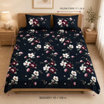 Double Bedsheet with 2 Pillow Covers 220 TC 100% Cotton Feel ( King Size Navy 90x100inch )