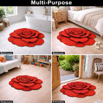 3D Bath Mat Rose Shaped Super Soft (Red, 67x71 cm)