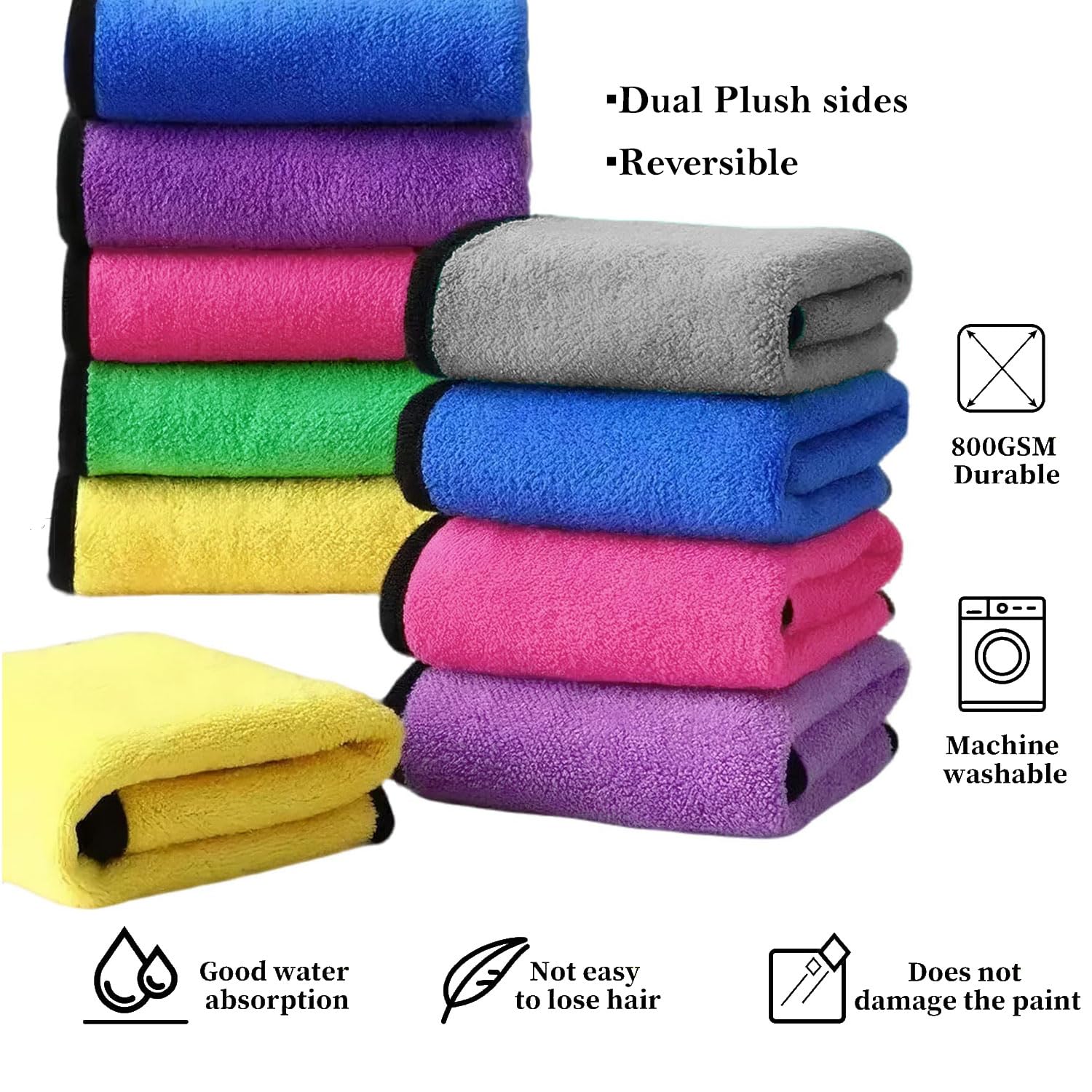 Cleaning Cloth Microfiber 600 GSM Multi-Color (30x40cm) Set of 8