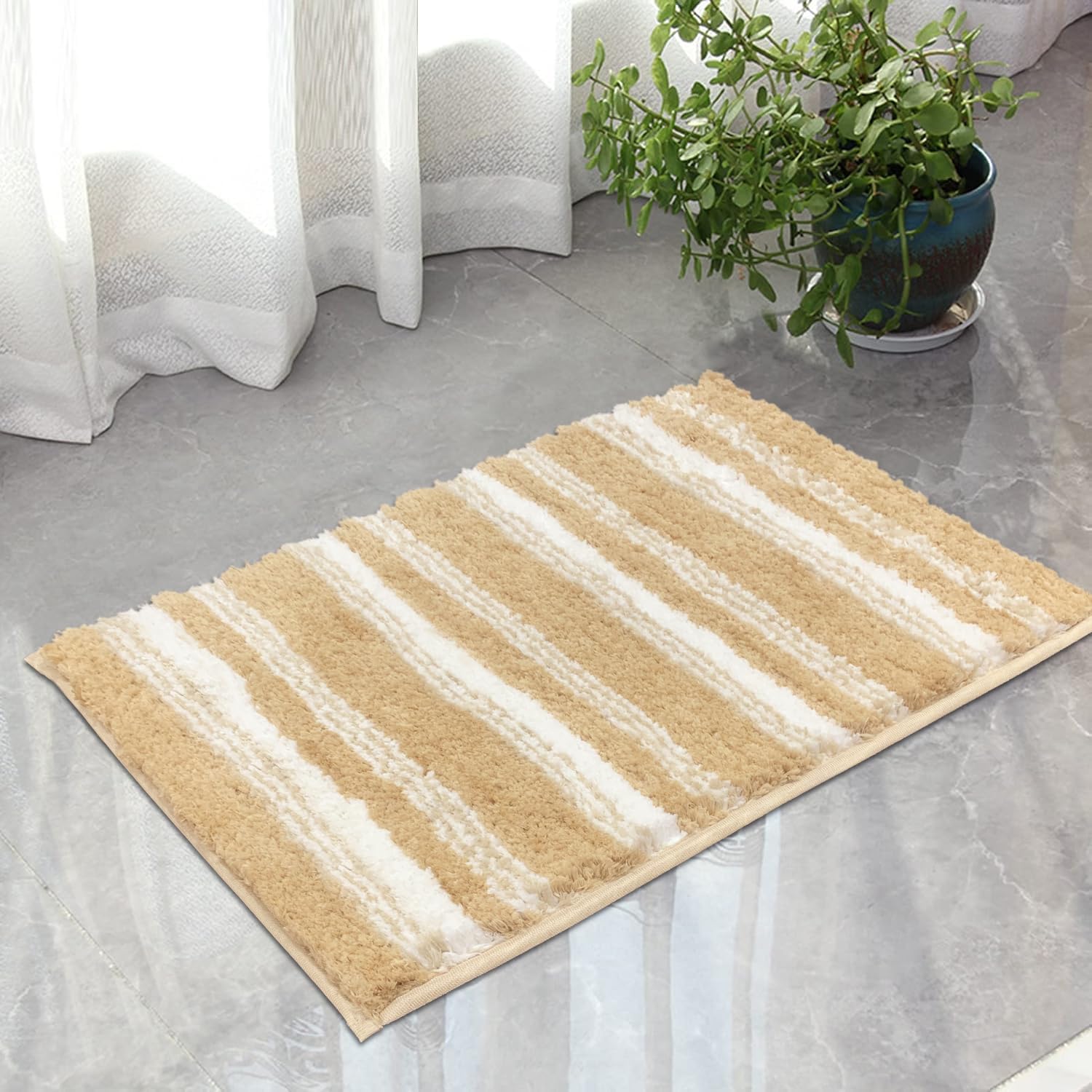 Capetown Bath Mat for Bathroom (Lt. Beige, 40x60 cm)