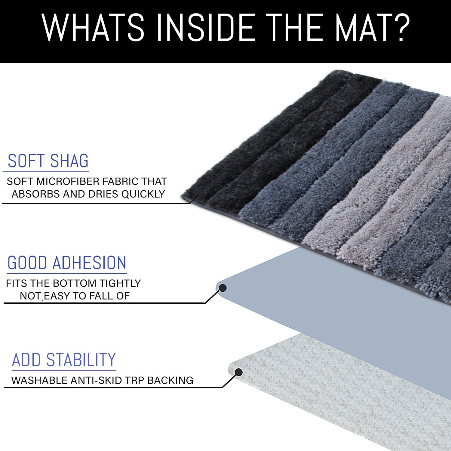 Luxury Bath Mat for Bathroom (40X60 Cm ,Shadow)