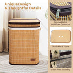 Rectangle Bamboo Laundry Basket for Clothes (Natural, 40x30x60 cm)
