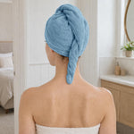 Microfibre Hair Towel Wrap for Women and Men ( 23x63.5 cm, Blue)