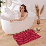Bath Mat Classic Waves Microfiber 2200 GSM (40x60 cm,Maroon)