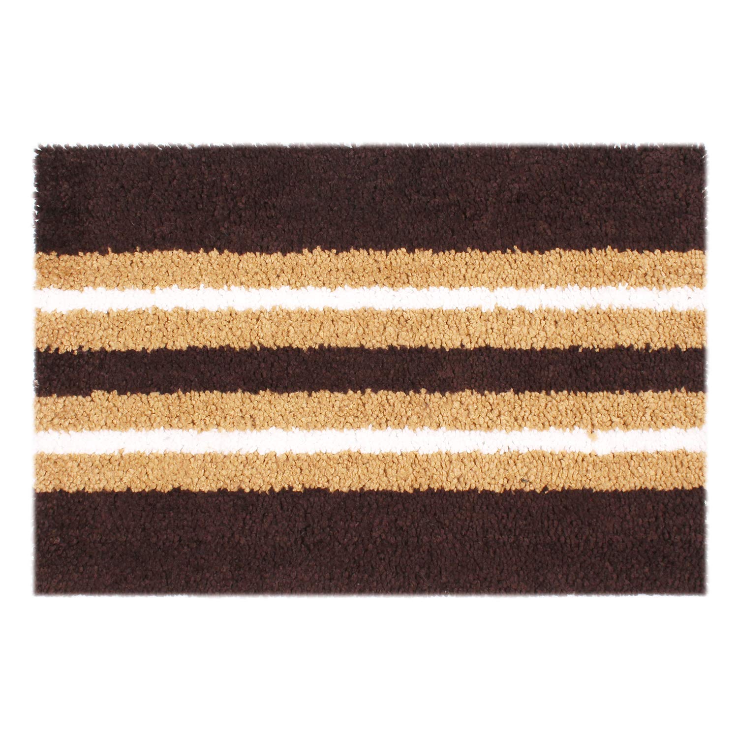 Stripe Rugs Runner for Bathroom 1600 GSM Microfiber Pack of 2 (58X140 + 38x58 cm, Blue + Chocolate)