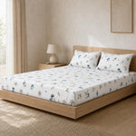 Double Bedsheet with 2 Pillow Covers 220 TC 100% Cotton Feel King Size ( White 90x100 inch )
