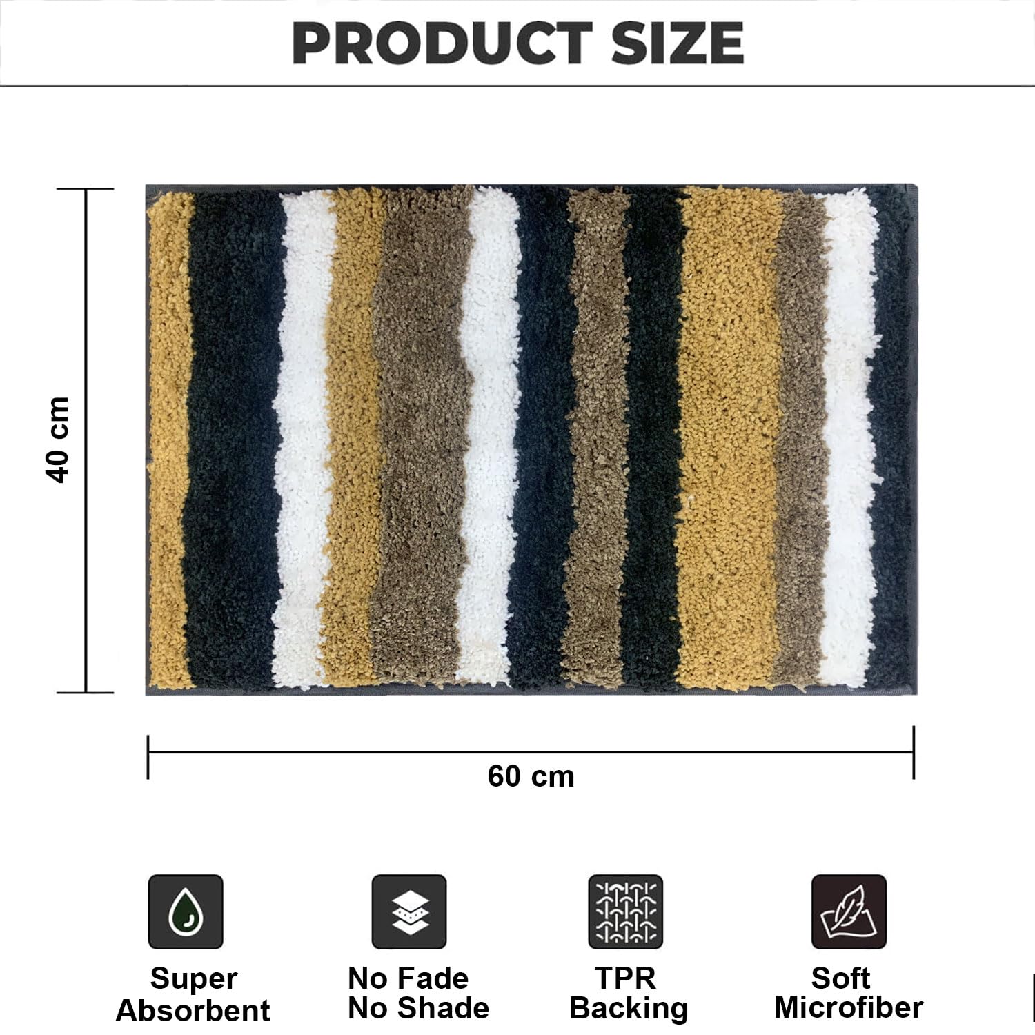 Striped Italia Bath Mat Super Sof(Anthra, 40x60 cm)