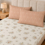 Double Bedsheet with 2 Pillow Covers 220 TC 100% Cotton Feel ( Cream , 90x100inch )