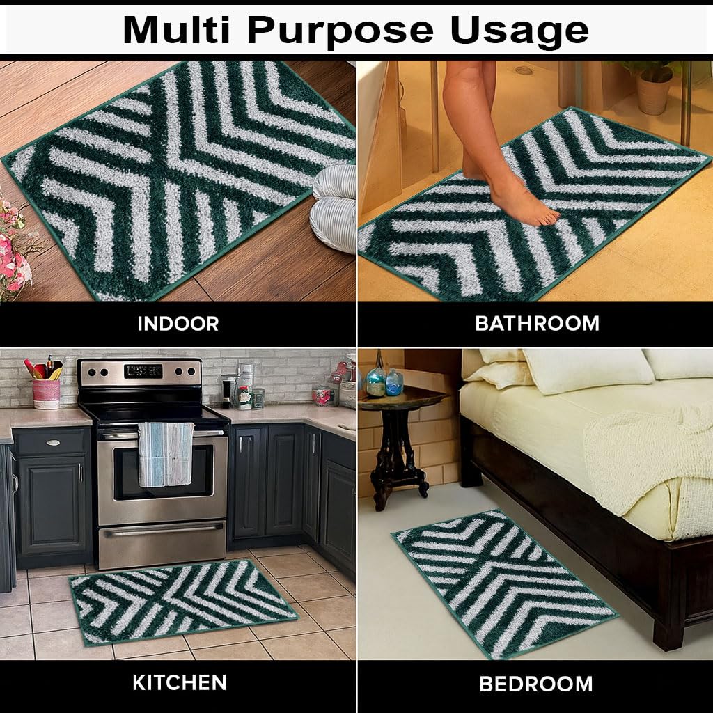 Kyoto Maze Bath Mat Bathroom (40x60 cm, Hunter Green)