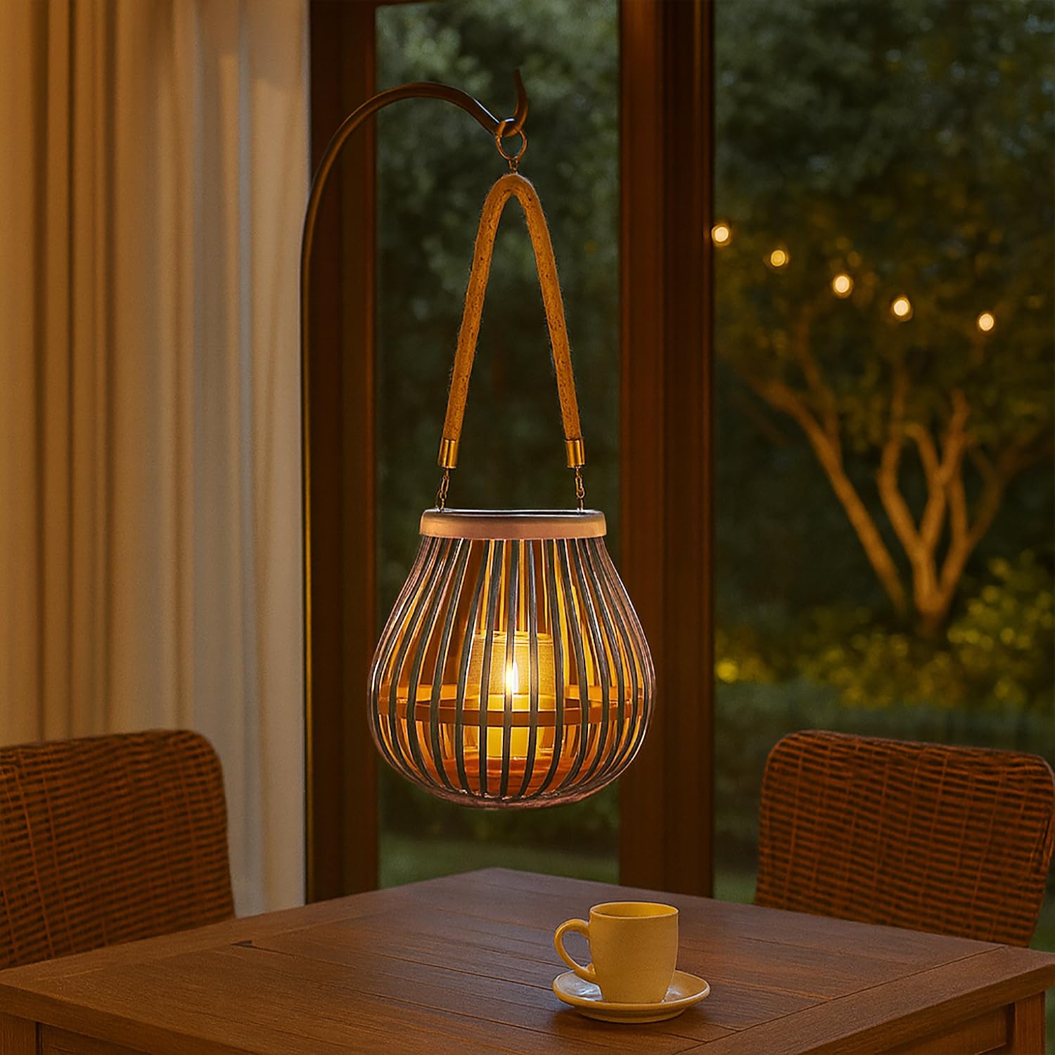 Bamboo Woven Lantern With Handle( 23x22x22 cm ) Cocoa