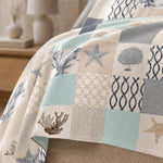 King Size Double Bedsheet with 2 Pillow Covers Premium Coastal Patchwork Printed  90x100inch