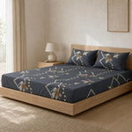 Double Bedsheet with 2 Pillow Covers 220 TC 100% Cotton Feel ( King Size Charcoal 90x100inch )