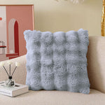 Rabbit Fur Bubble Cushion Cover (16x16 Inch Silver )