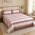 Double Bedsheet with 2 Pillow Covers 220 TC 100% Cotton Feel ( King Size Pink 90x100inch )
