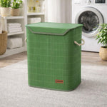 Rectangle Bamboo Laundry Basket for Clothes(Green, 40x30x50 cm)