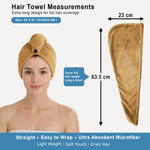 Microfibre Hair Towel Wrap for Women and Men ( 23x63.5 cm, Beige)