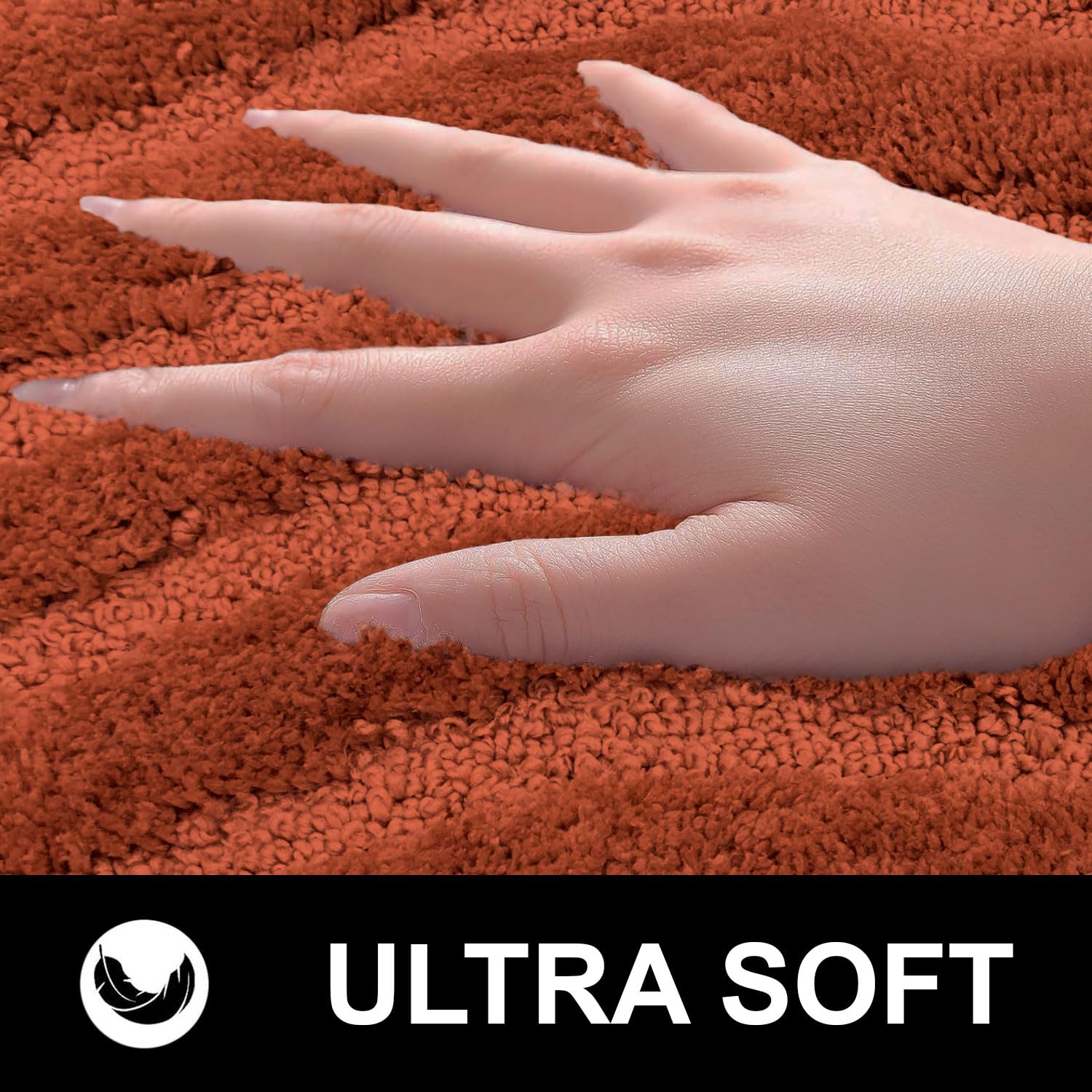 Bath Mat Classic Waves Microfiber 2200 GSM (40x60 cm, Rust)