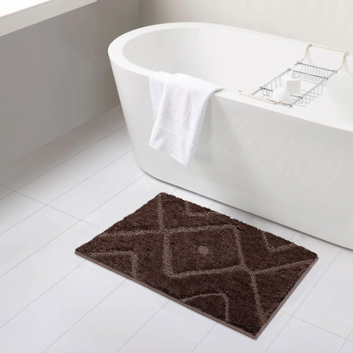 Bath Mat Classic Diamond Microfiber 2200 GSM (40x60 cm, Chocolate )