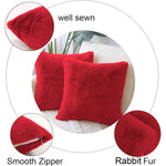 Cushion Cover Duble Side Rabbit Fur Set of 2(16 x 16 inch , Maroon)