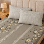 Double Bedsheet with 2 Pillow Covers Premium 240 TC 100% Cotton Feel King Size ( Taupe 108x108 inch )