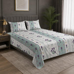 King Size Double Bedsheet with 2 Pillow Covers  Premium Mint Tulip Stripe Printed  90x100 inch