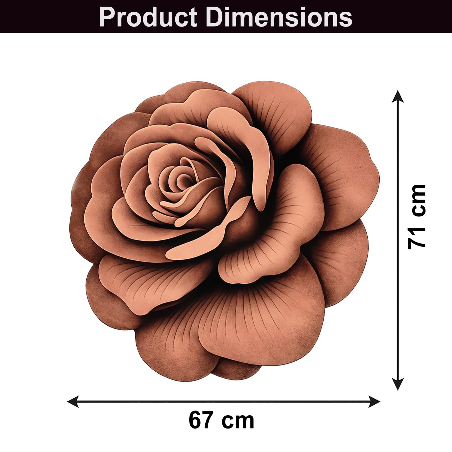 3D Bath Mat Rose Shaped Super Soft (Brown, 67x71 cm)