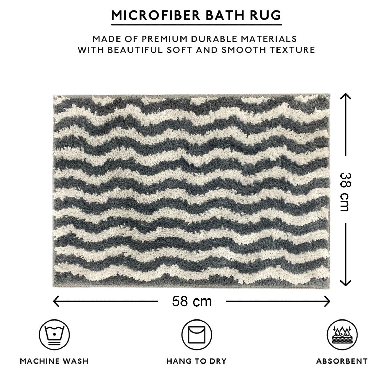 Berlin Bath Mat Super Sof Mat Pack of 2(38x58 cm ,Slate)