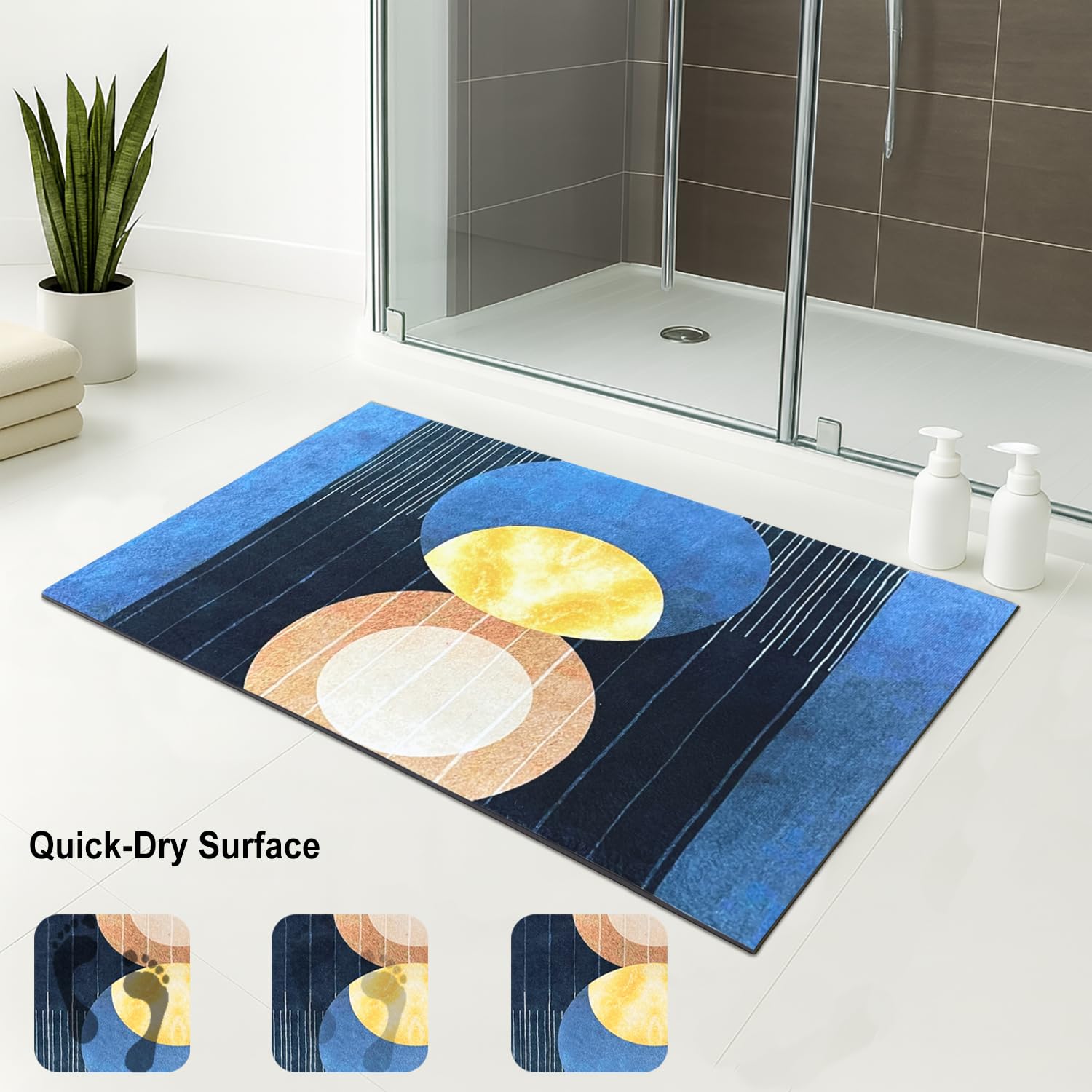 Rubber Doormat Anti Slip (Blue Moon Design ,35x58 cm)