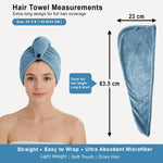 Microfibre Hair Towel Wrap for Women and Men ( 23x63.5 cm, Blue)