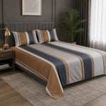 Double Bedsheet with 2 Pillow Covers 220 TC 100% Cotton Feel ( King Size Taupe 90x100inch )